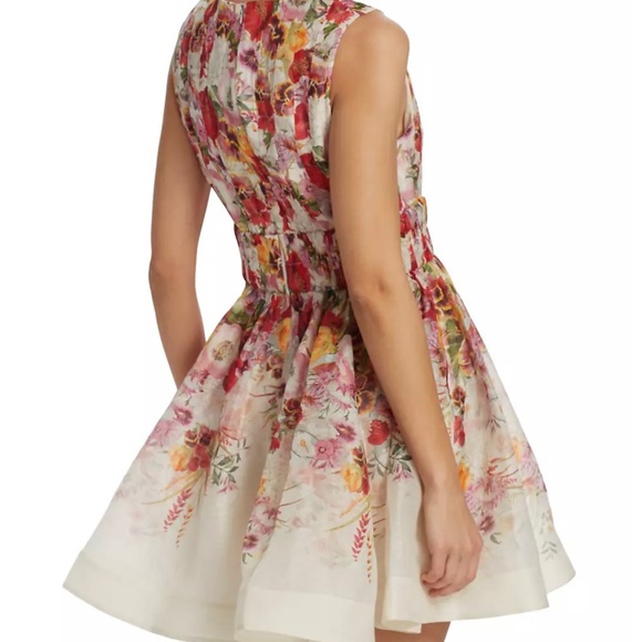 ZIMMERMANN Wonderland Mini Dress Floral Poppy Print V-Neck - Picture 5 of 11